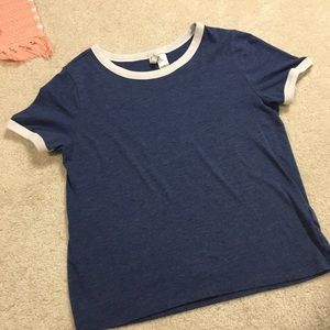 h&m blue crop tee